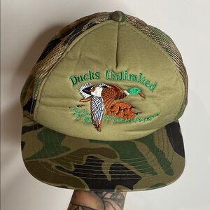 Vintage Ducks Unlimited Camo Embroidered SnapBack Hat